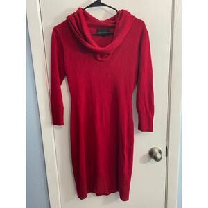 Vintage Connected Apparel Sweater Dress Medium Red Cowl Neck Office Siren Twee